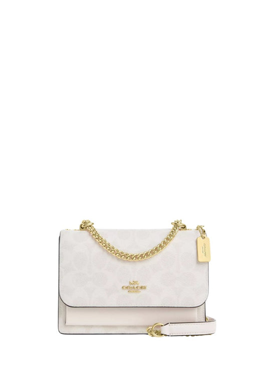 Mini Klare Crossbody Bag in Signature Canvas Gold White Chalk