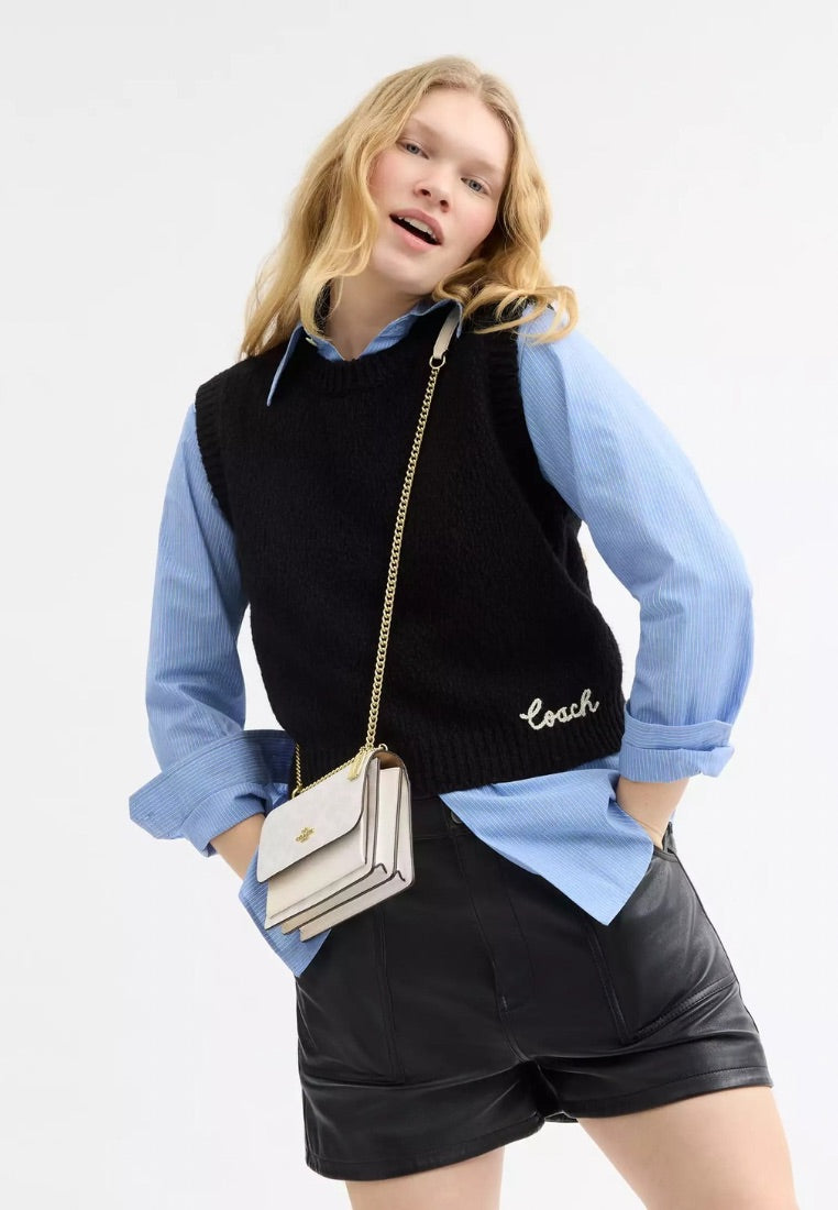 Mini Klare Crossbody Bag in Signature Canvas Gold White Chalk