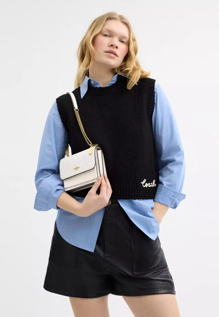 Mini Klare Crossbody Bag in Signature Canvas Gold White Chalk