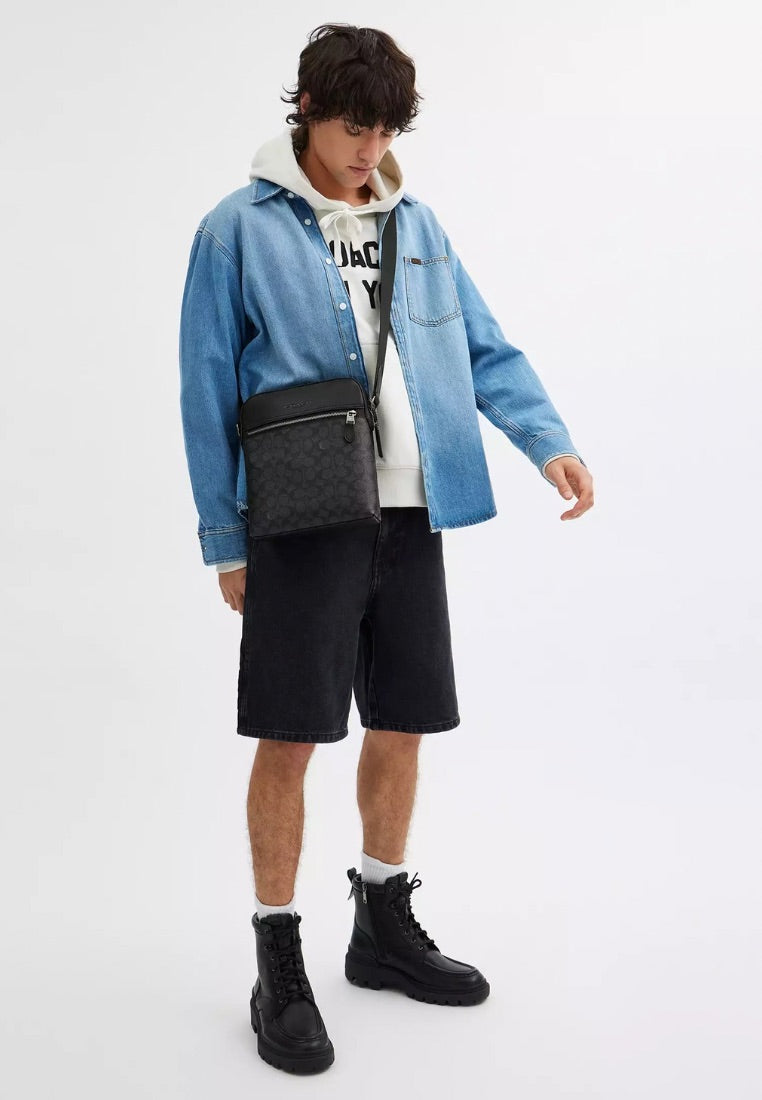 Houston Flight Bag in Signature Canvas Gunmetal Charcoal Black