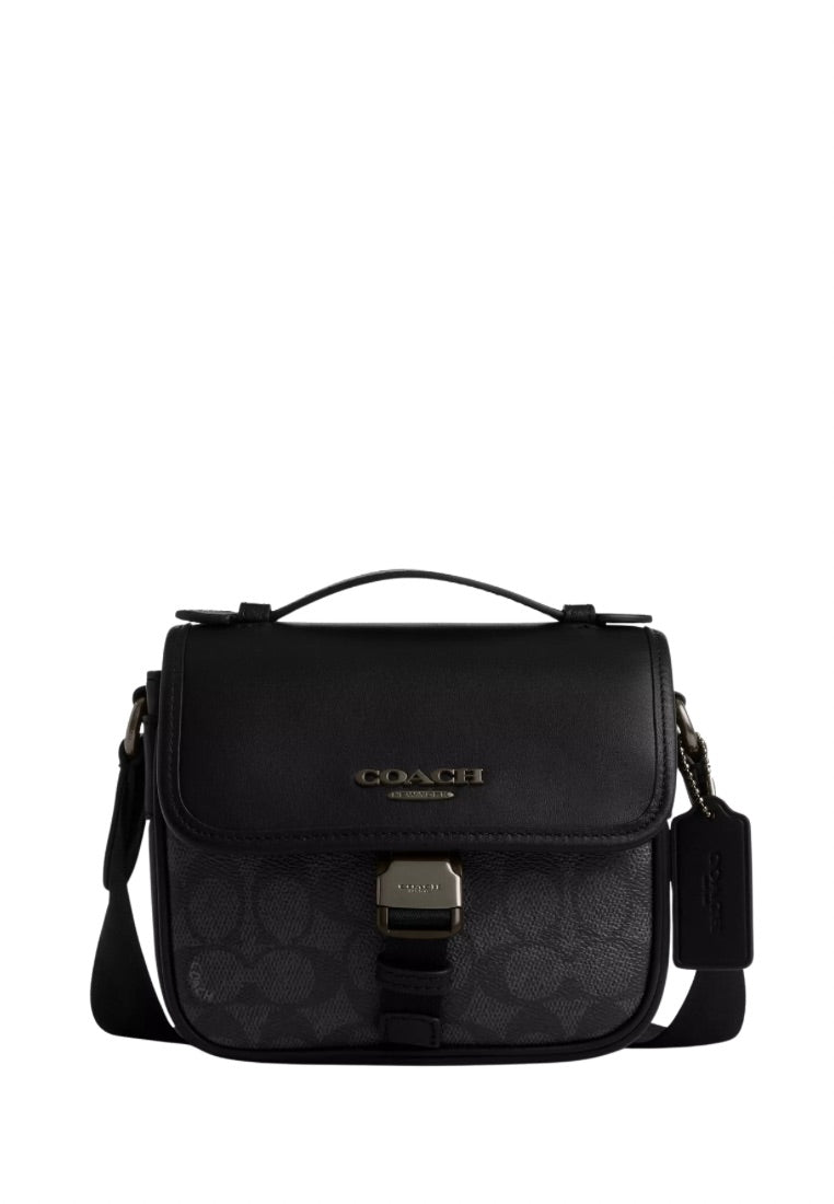 Racer Crossbody Bag in Signature Canvas Gunmetal Charcoal Black