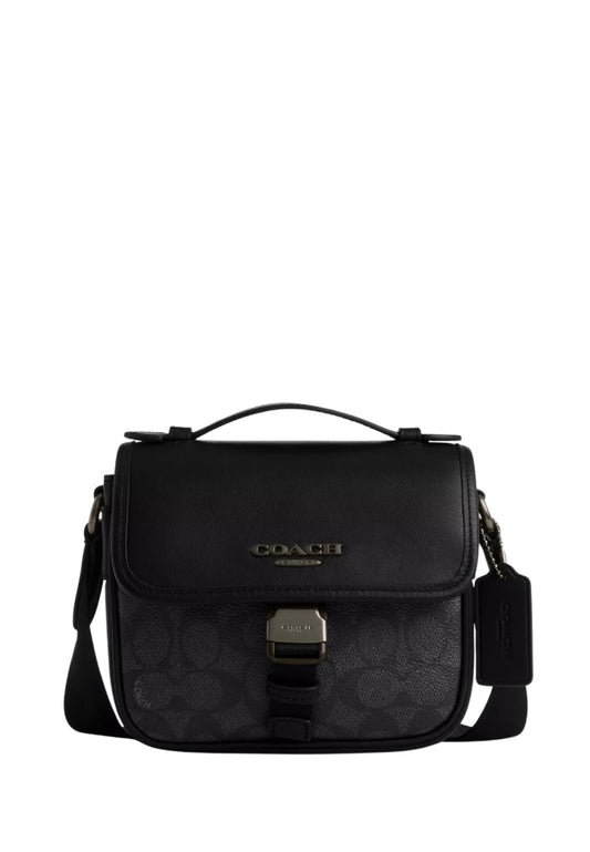 Racer Crossbody Bag in Signature Canvas Gunmetal Charcoal Black