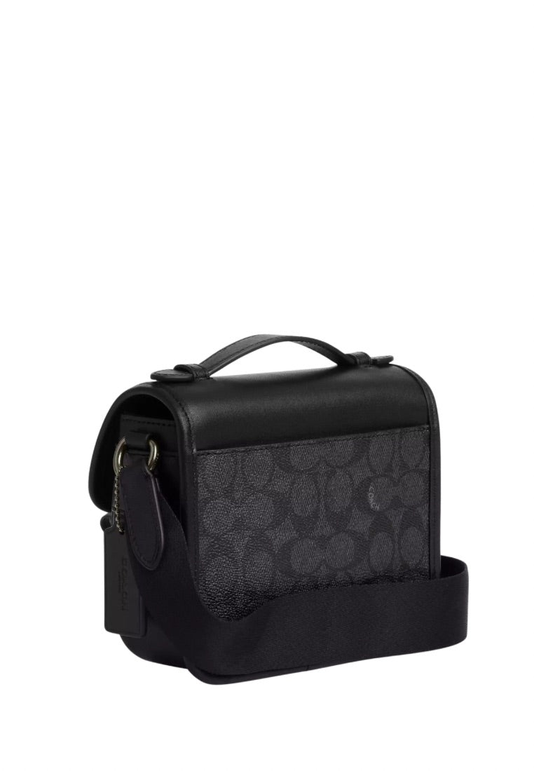 Racer Crossbody Bag in Signature Canvas Gunmetal Charcoal Black