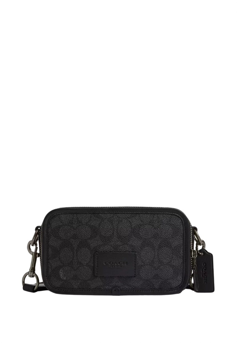 Wyatt Crossbody Bag in Signature Canvas Gunmetal Charcoal Black