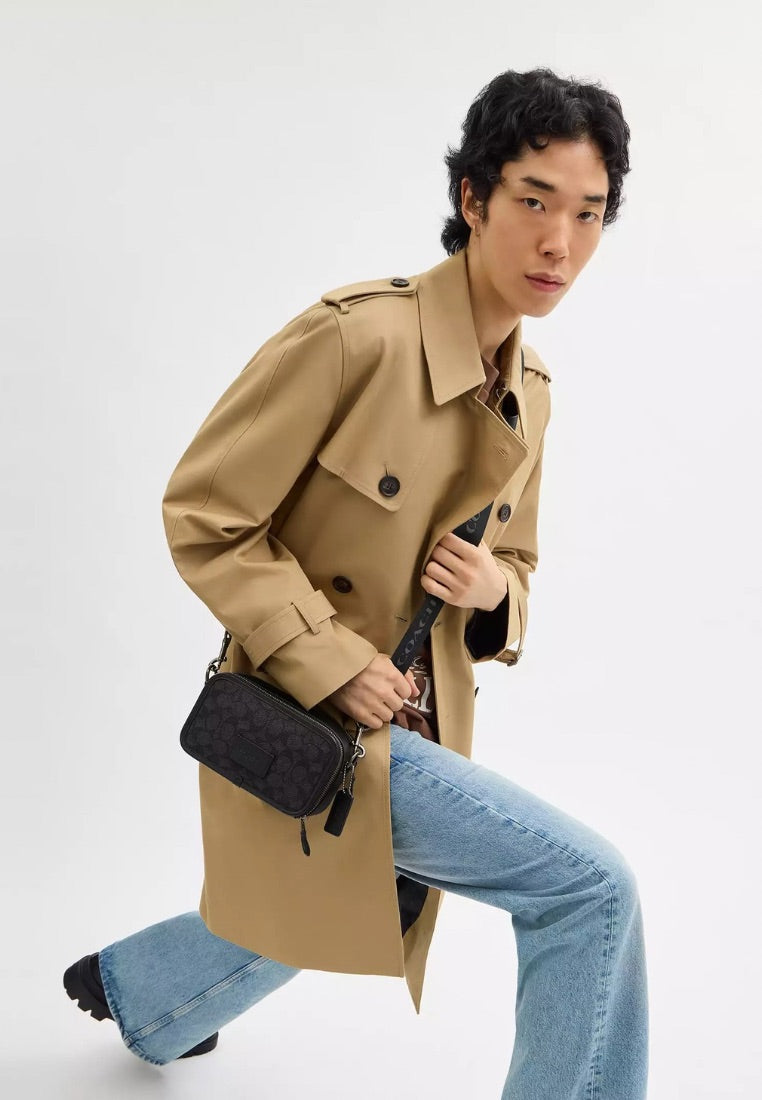 Wyatt Crossbody Bag in Signature Canvas Gunmetal Charcoal Black