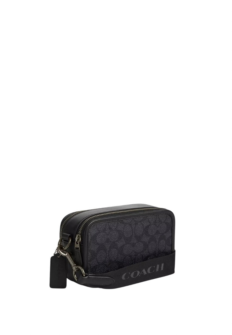 Wyatt Crossbody Bag in Signature Canvas Gunmetal Charcoal Black