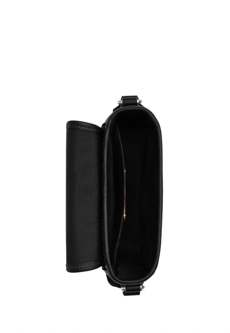 Lucas Crossbody Bag in Signature Jacquard Silver Charcoal Black