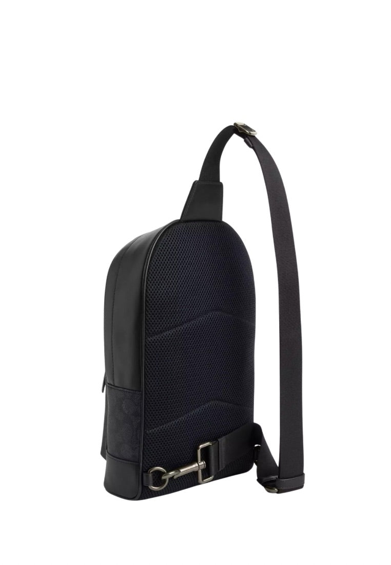West Pack in Signature Canvas With Varsity Stripe Gunmetal Charcoal Denim Chalk