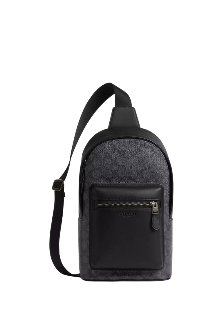 West Pack in Signature Canvas Gunmetal Charcoal Black