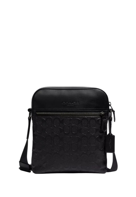 Houston Flight Bag in Signature Smooth Leather Gunmetal Black