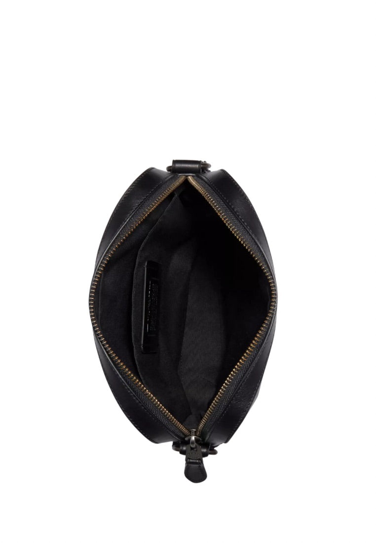 Houston Flight Bag in Signature Smooth Leather Gunmetal Black