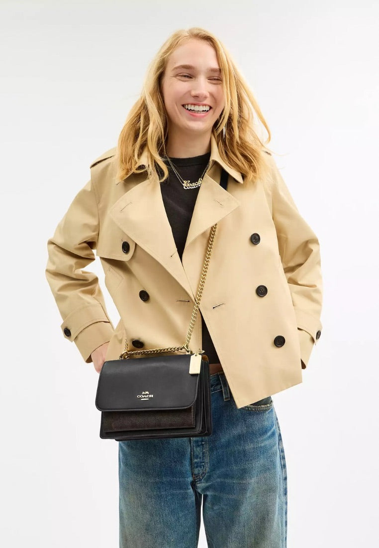 Klare Crossbody Bag in Signature Canvas Gold Walnut Black
