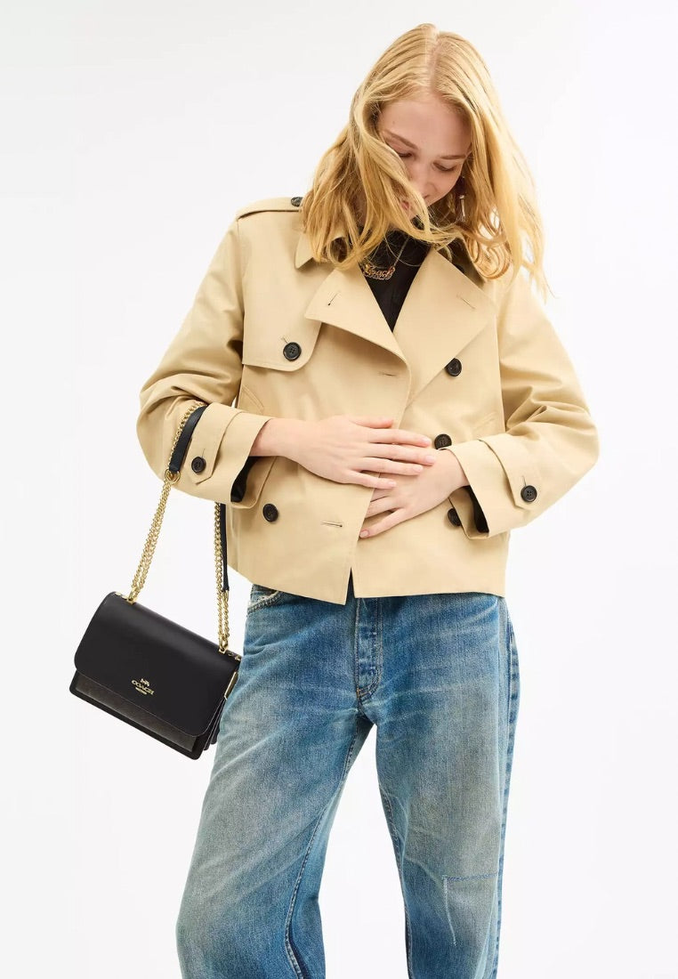 Klare Crossbody Bag in Signature Canvas Gold Walnut Black