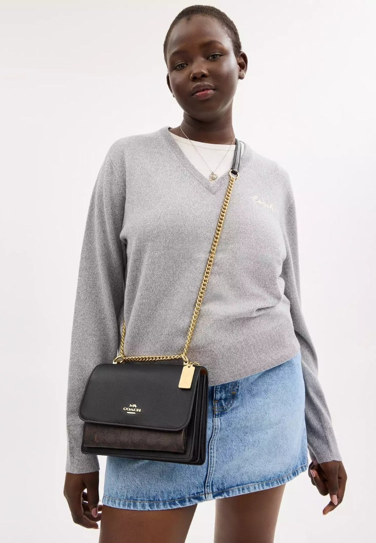 Klare Crossbody Bag in Signature Canvas Gold Walnut Black