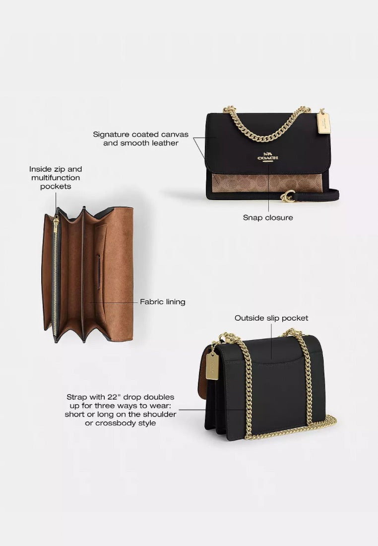 Klare Crossbody Bag in Signature Canvas Gold Walnut Black
