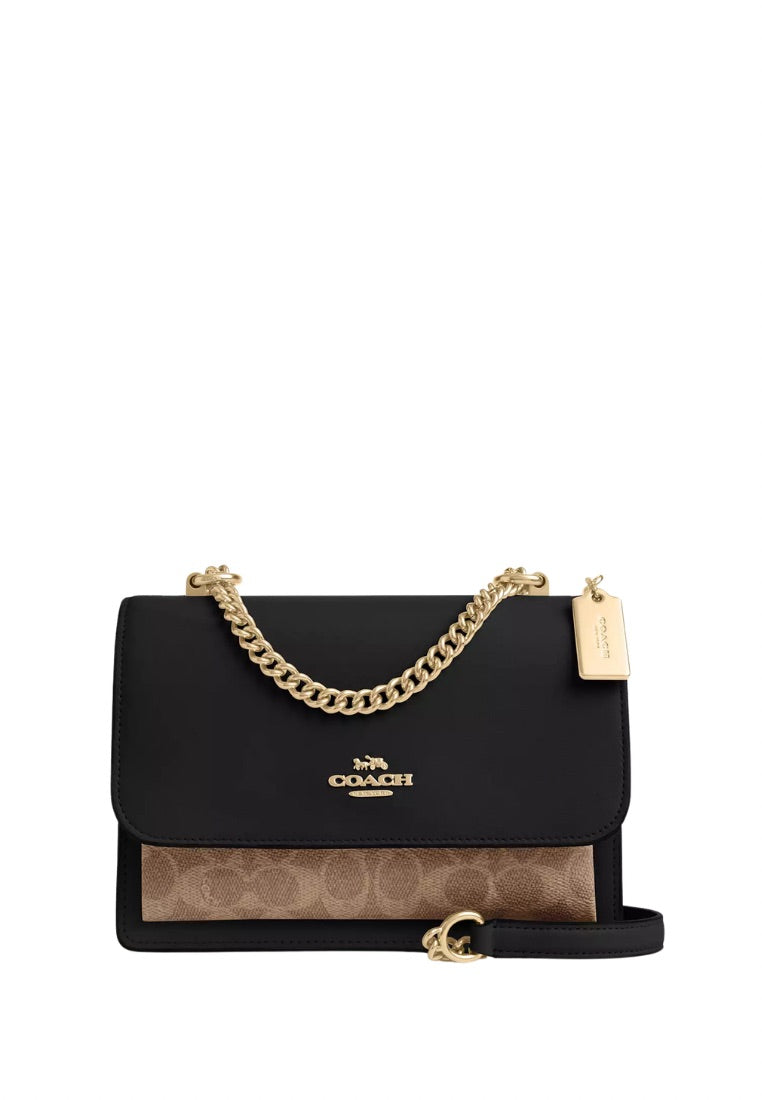 Klare Crossbody Bag in Signature Canvas Gold Tan Black Multi