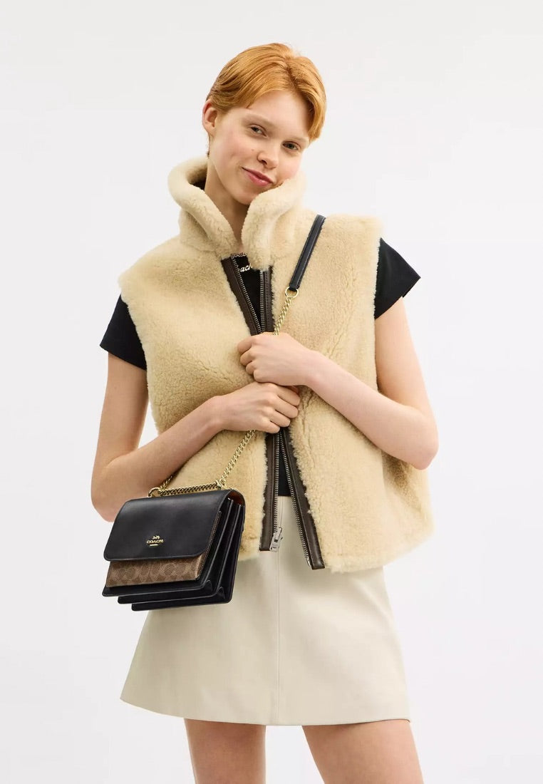 Klare Crossbody Bag in Signature Canvas Gold Tan Black Multi
