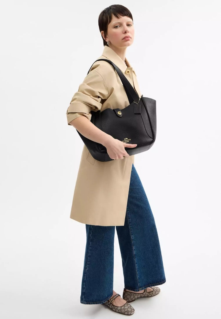 Hadley Turnlock Tote Bag Gold Black