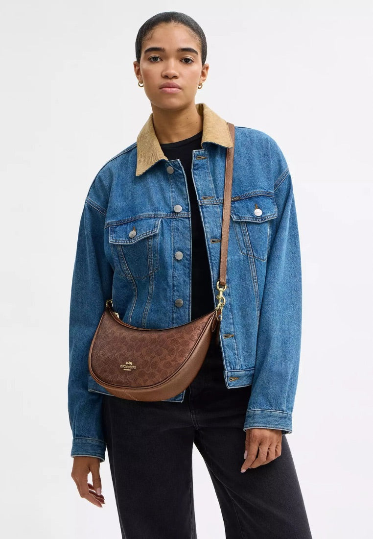 Aria Shoulder Bag In Signature Canvas Brown Copper