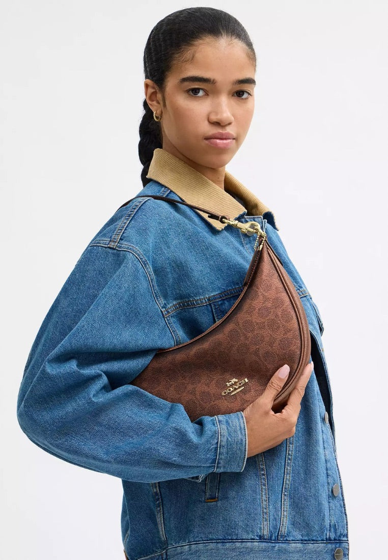 Aria Shoulder Bag In Signature Canvas Brown Copper