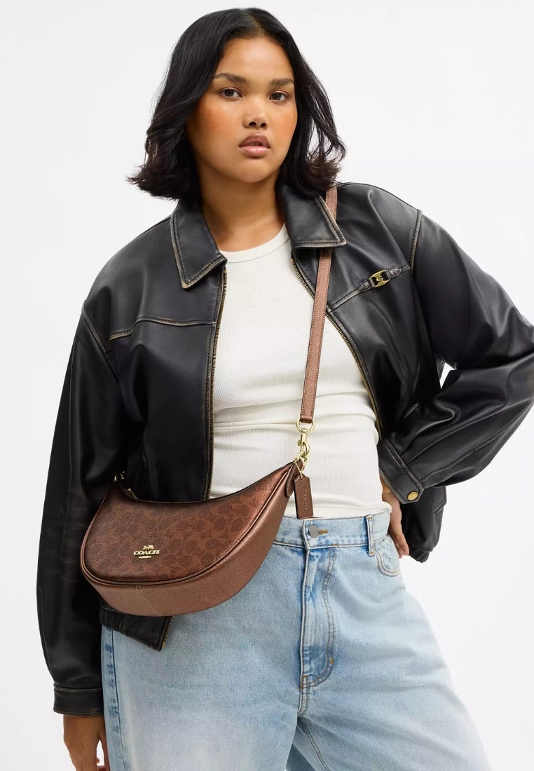 Aria Shoulder Bag In Signature Canvas Brown Copper