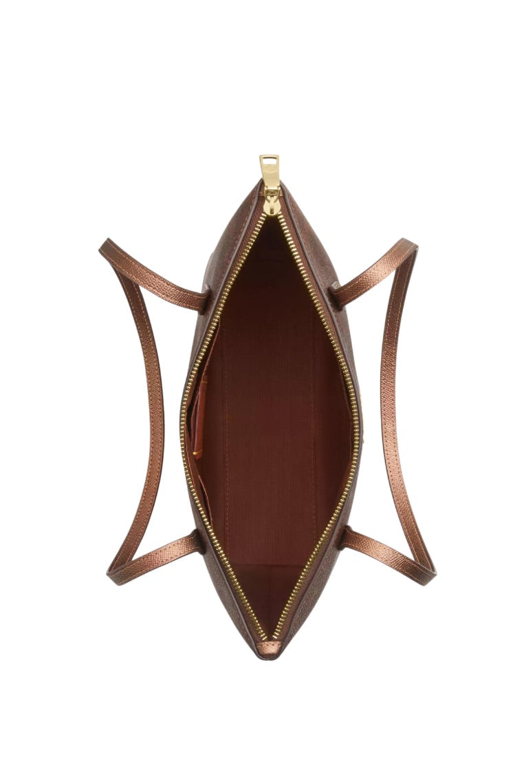 Fiona Zip Tote Bag In Signature Canvas Gold Brown Copper