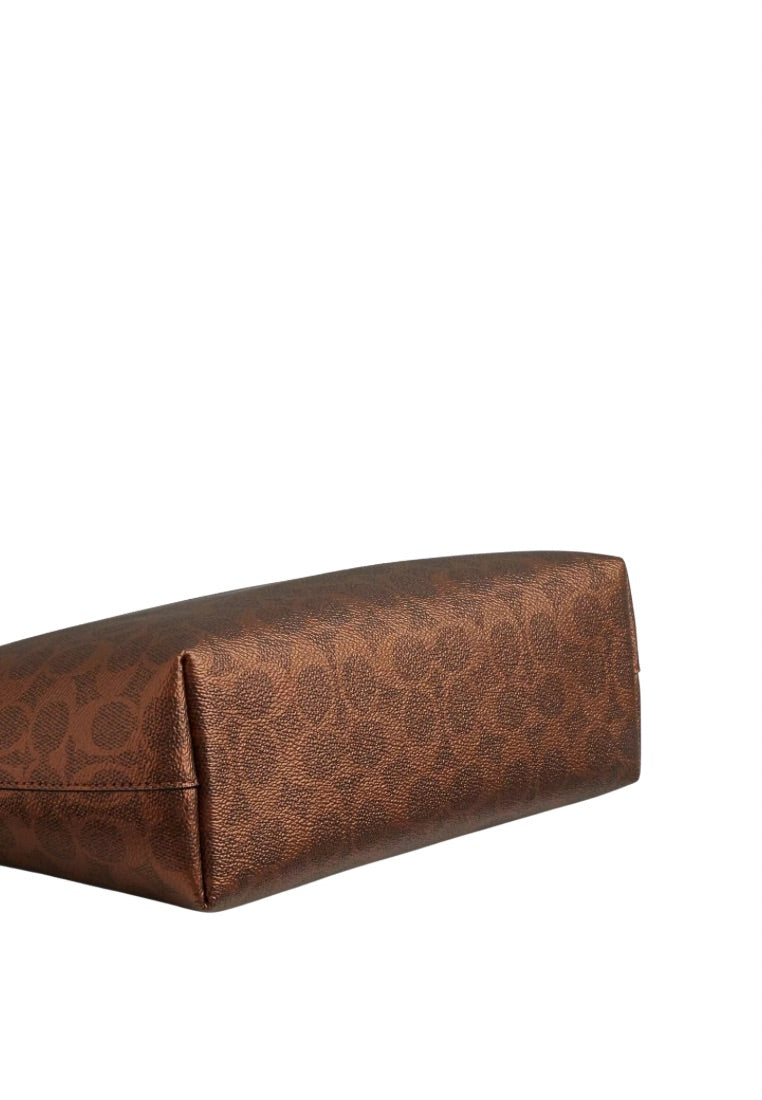 Fiona Zip Tote Bag In Signature Canvas Gold Brown Copper