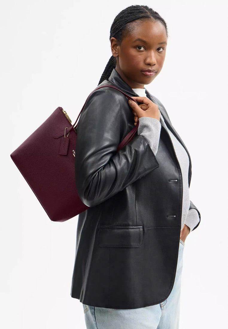 Fiona Zip Tote Bag Dark Wine