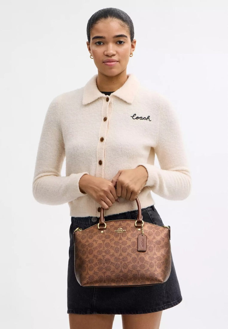 Sadie Satchel Bag In Signature Canvas Brown Copper
