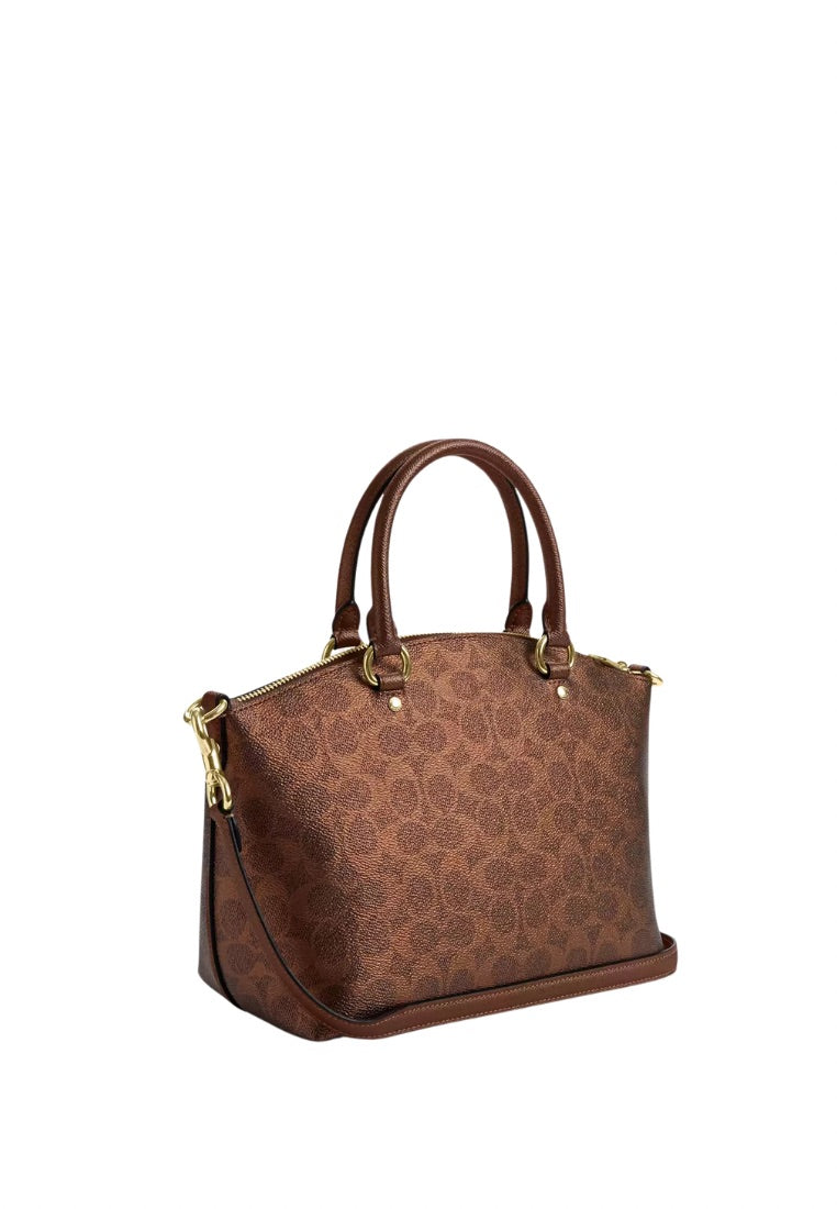 Sadie Satchel Bag In Signature Canvas Brown Copper