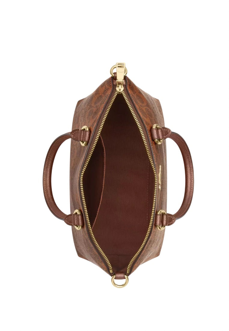 Sadie Satchel Bag In Signature Canvas Brown Copper