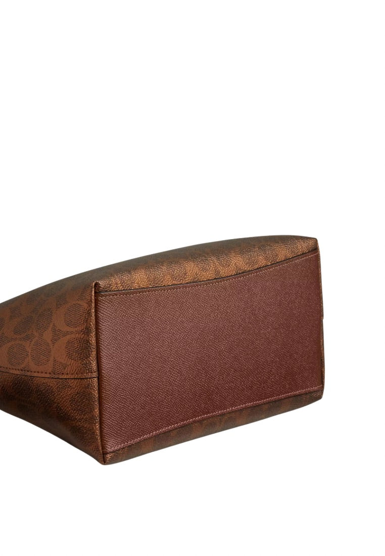Sadie Satchel Bag In Signature Canvas Brown Copper