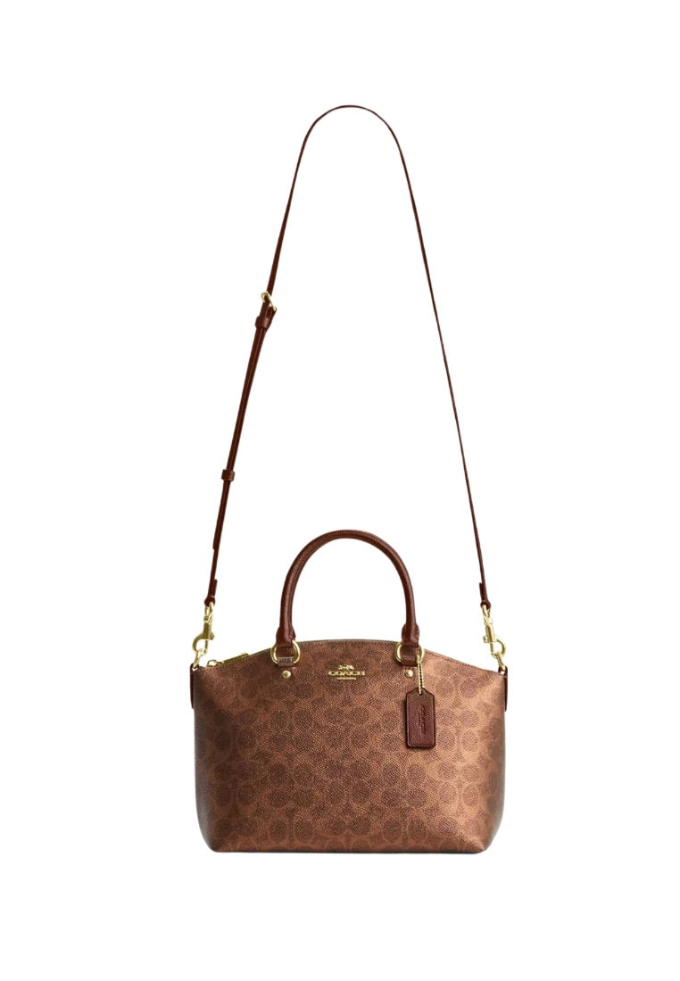 Sadie Satchel Bag In Signature Canvas Brown Copper