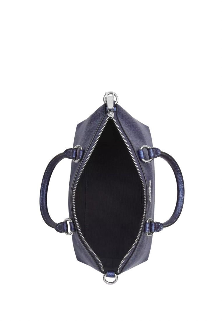Sadie Satchel Bag In Signature Canvas Silver Blue Navy