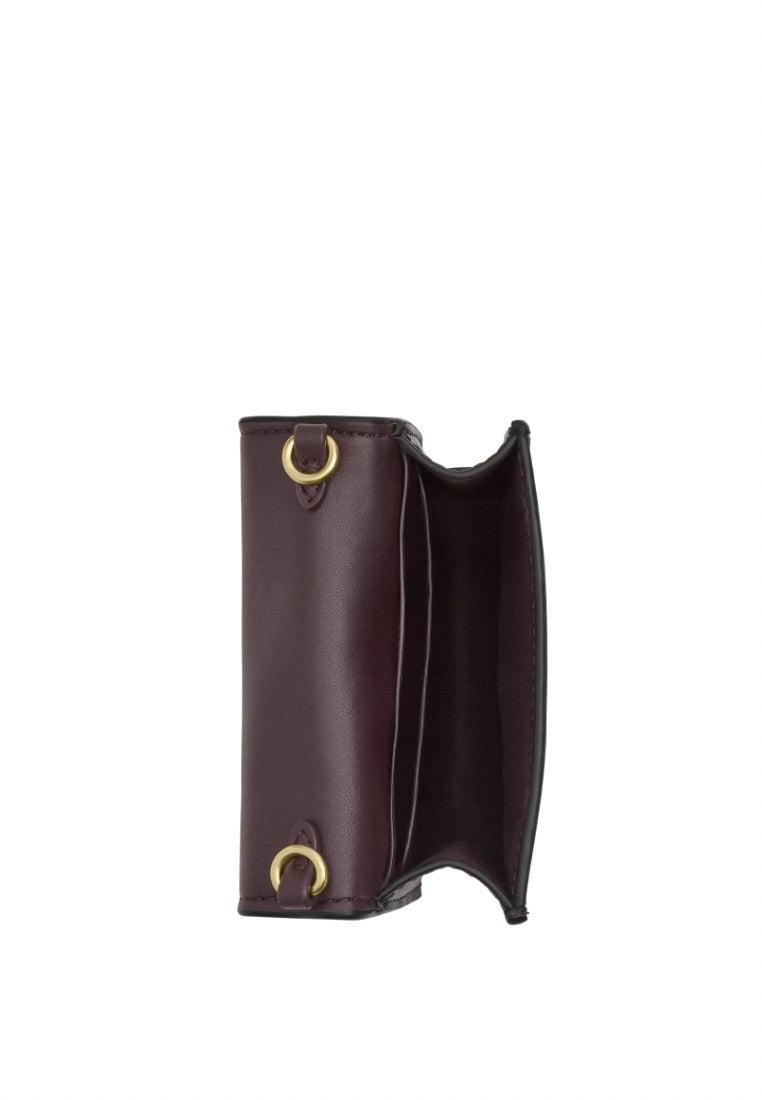 Mini Wallet On A Chain In Signature Canvas Gold Walnut Black