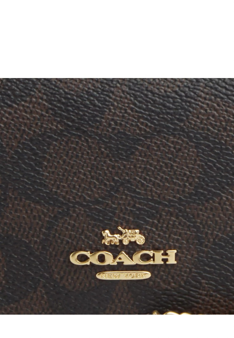 Mini Wallet On A Chain In Signature Canvas Gold Walnut Black
