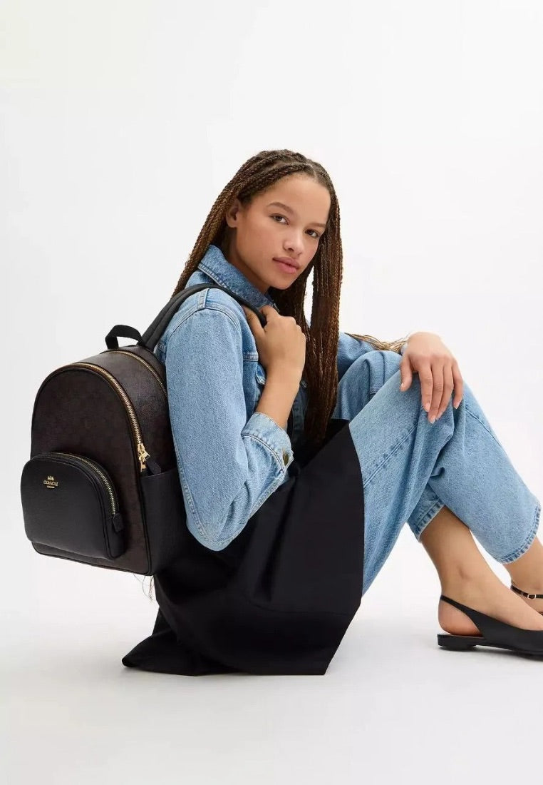 Court Backpack In Signature Canvas Walnut Black