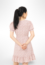 Bubble Sleeve Floral Dress Pink By Youkki