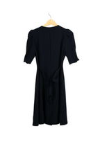 Korean Button Navy Dress By Bling
