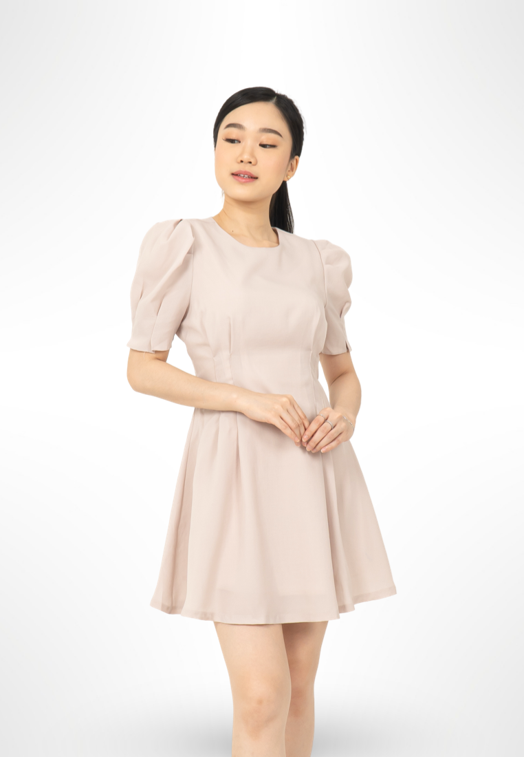 Cream Puff Sleeve Dress