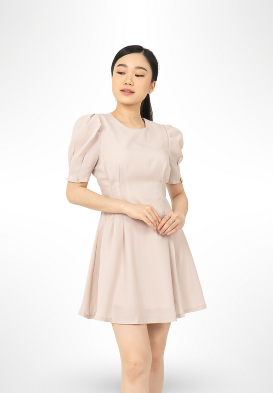 Cream Puff Sleeve Dress
