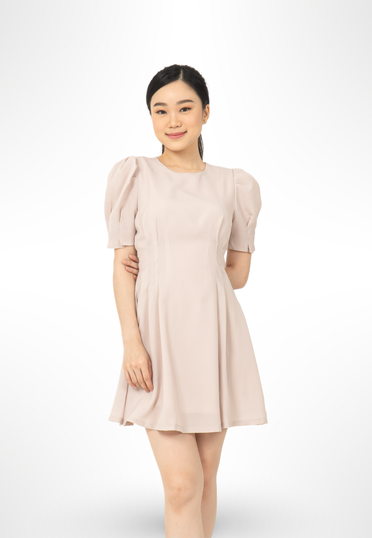 Cream Puff Sleeve Dress