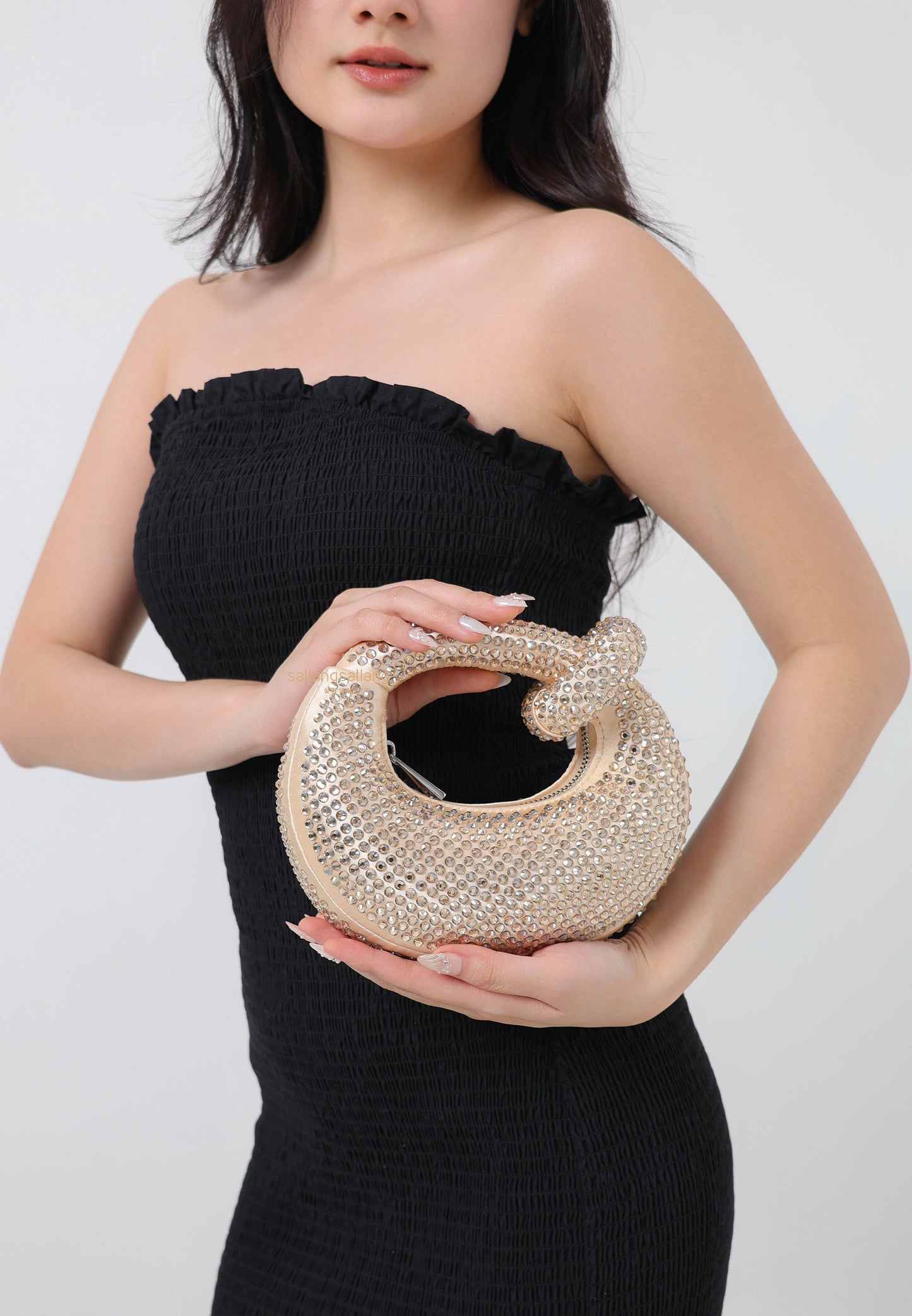 Abacus Artificial Crystal Mini Top Handle Bag - Yellow