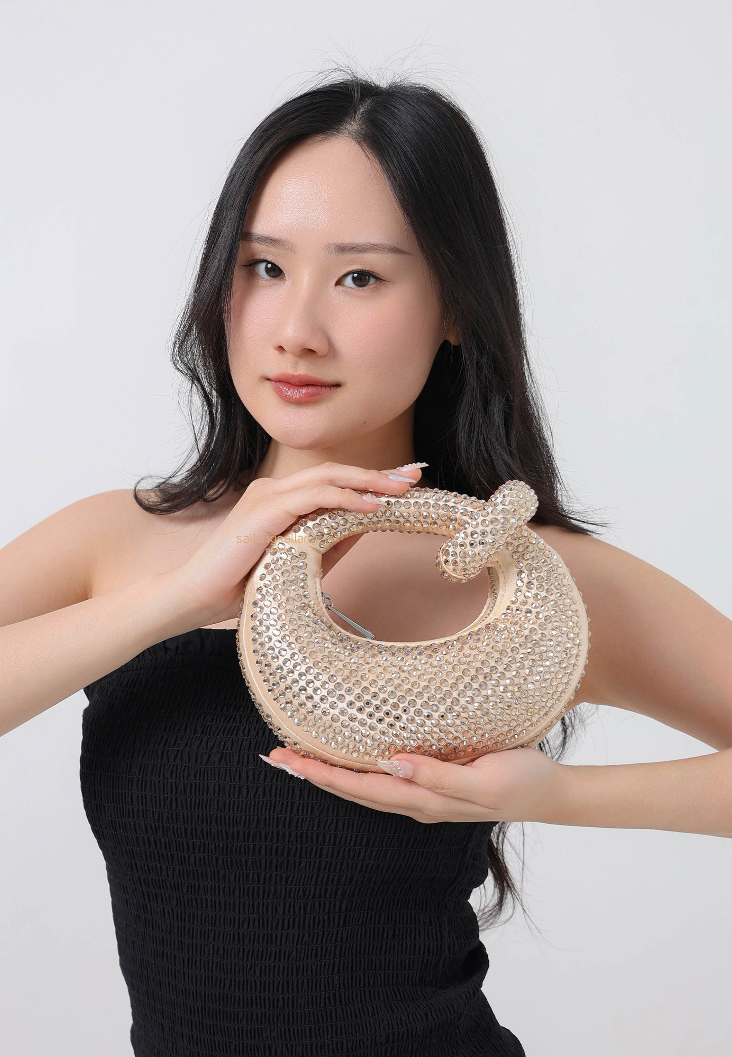 Abacus Artificial Crystal Mini Top Handle Bag - Yellow