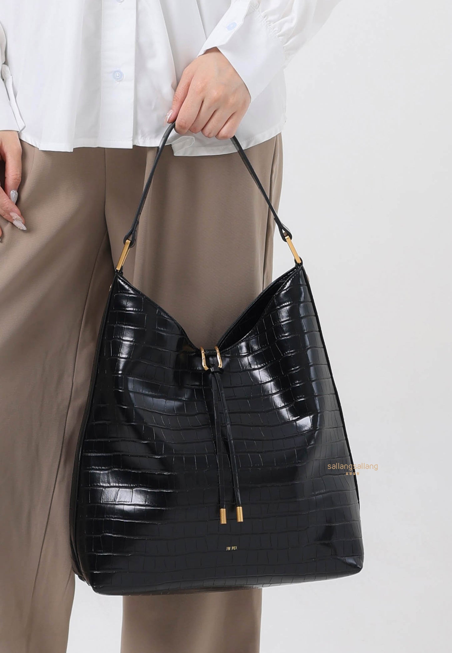 Aria Shoulder Bag - Black Croc
