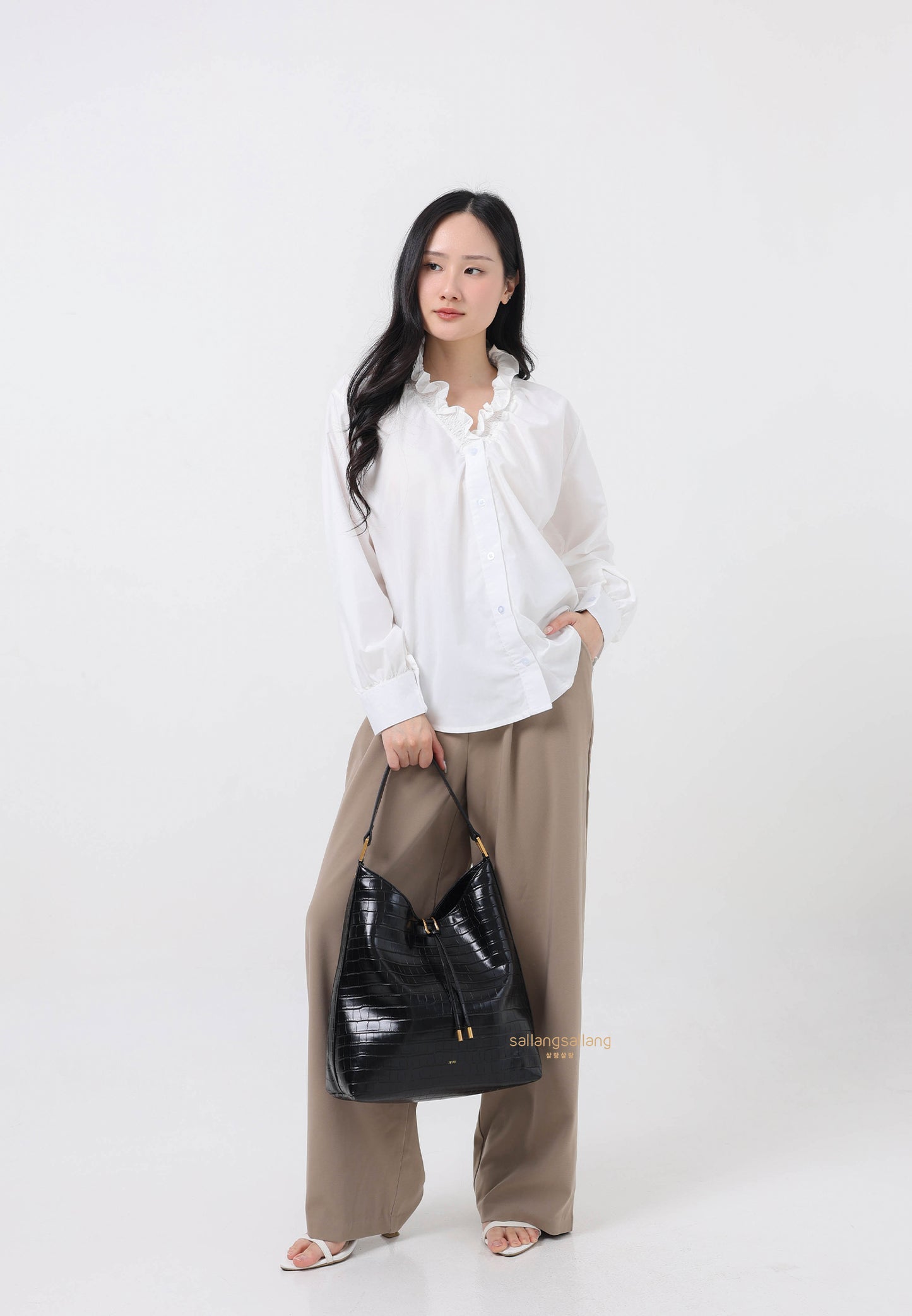 Aria Shoulder Bag - Black Croc