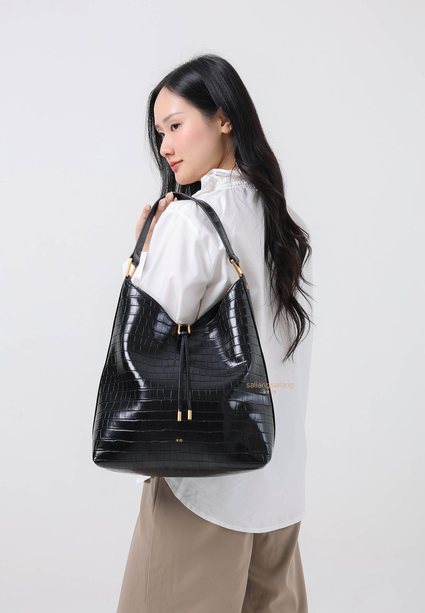 Aria Shoulder Bag - Black Croc
