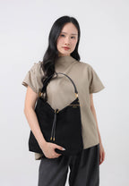 Aria Faux Suede Shoulder Bag - Black