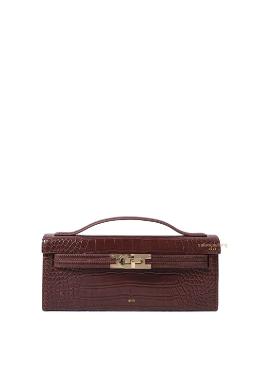 Bria Structured Top Handle Bag - Brown Croc