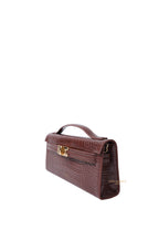 Bria Structured Top Handle Bag - Brown Croc